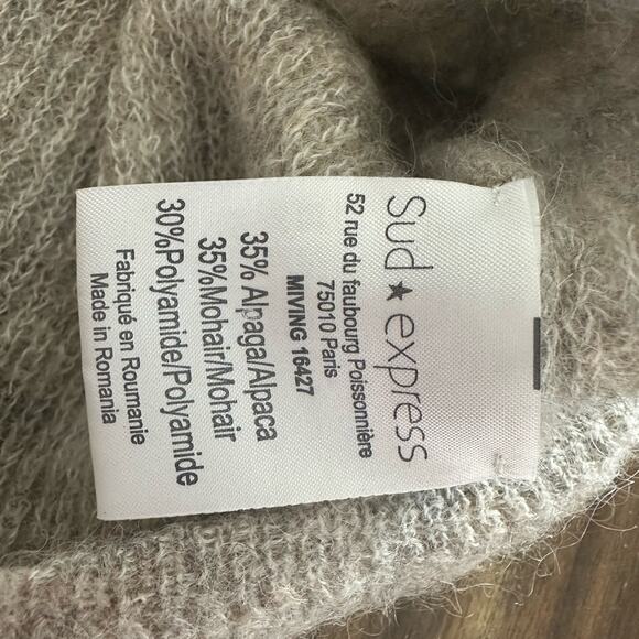Sud Express Alpaca Mohair Blend Sweater Grey Tan Size Small GUC - Picture 4 of 7